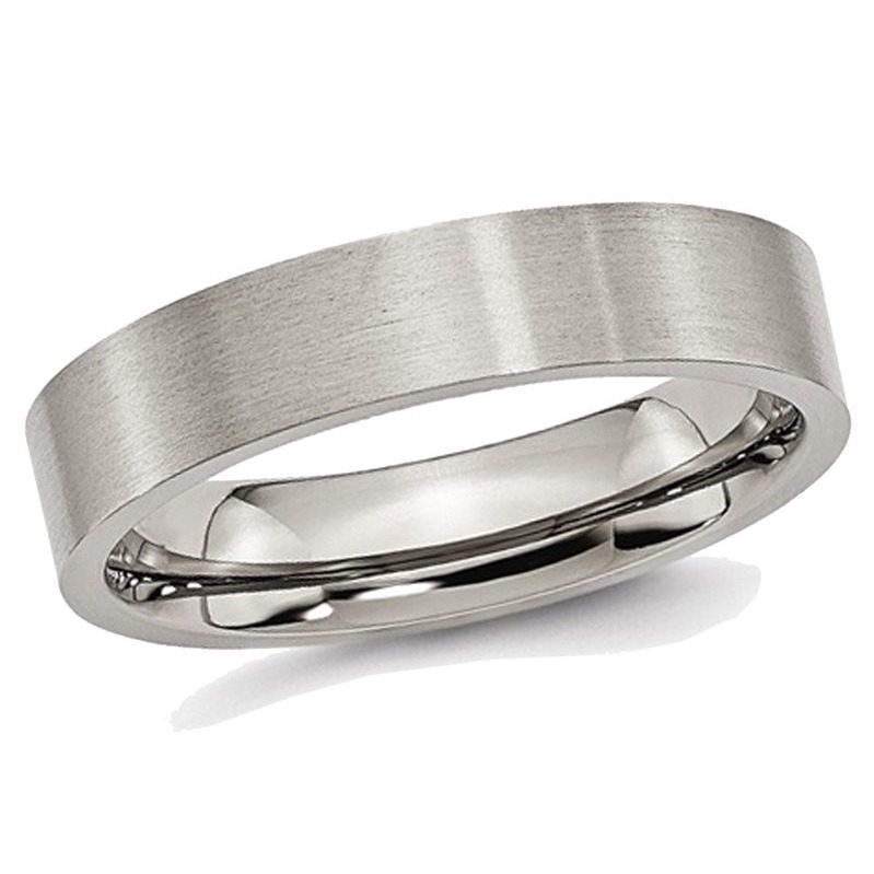 Mens 5mm Comfort Fit Titanium Wedding Band Ring