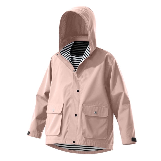 Imperméable pour Fillette, Imperméable Uni d'Extérieur à Capuche, Coupe-Vent, Manteau d'Extérieur
