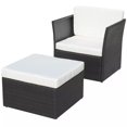 thumbnail image 1 of vidaXL Chaise de Jardin avec Tabouret en Rotin Synthétique Noir, 1 of 5