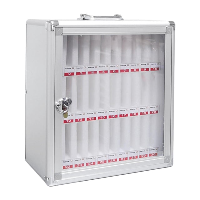 Bunblic Armoire de Rangement pour Téléphone Porte Transparente avec 2 Clés Boîte de Rangement Mobile Robuste 30 Fentes