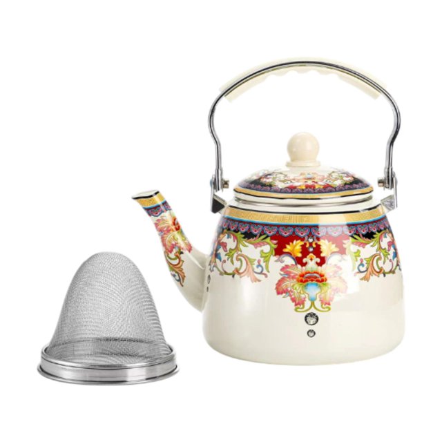 simhoa Bouilloire en Émail 3,3l avec Poignée Cafetière pour Fête Maison Restaurant Multicolore