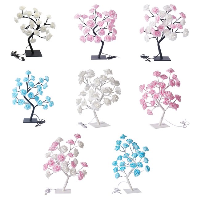 mmirethe Lighted Colorful Rose Lamp With Remote Control Best Gift Choice Wide Application blue rose black rod 1Set