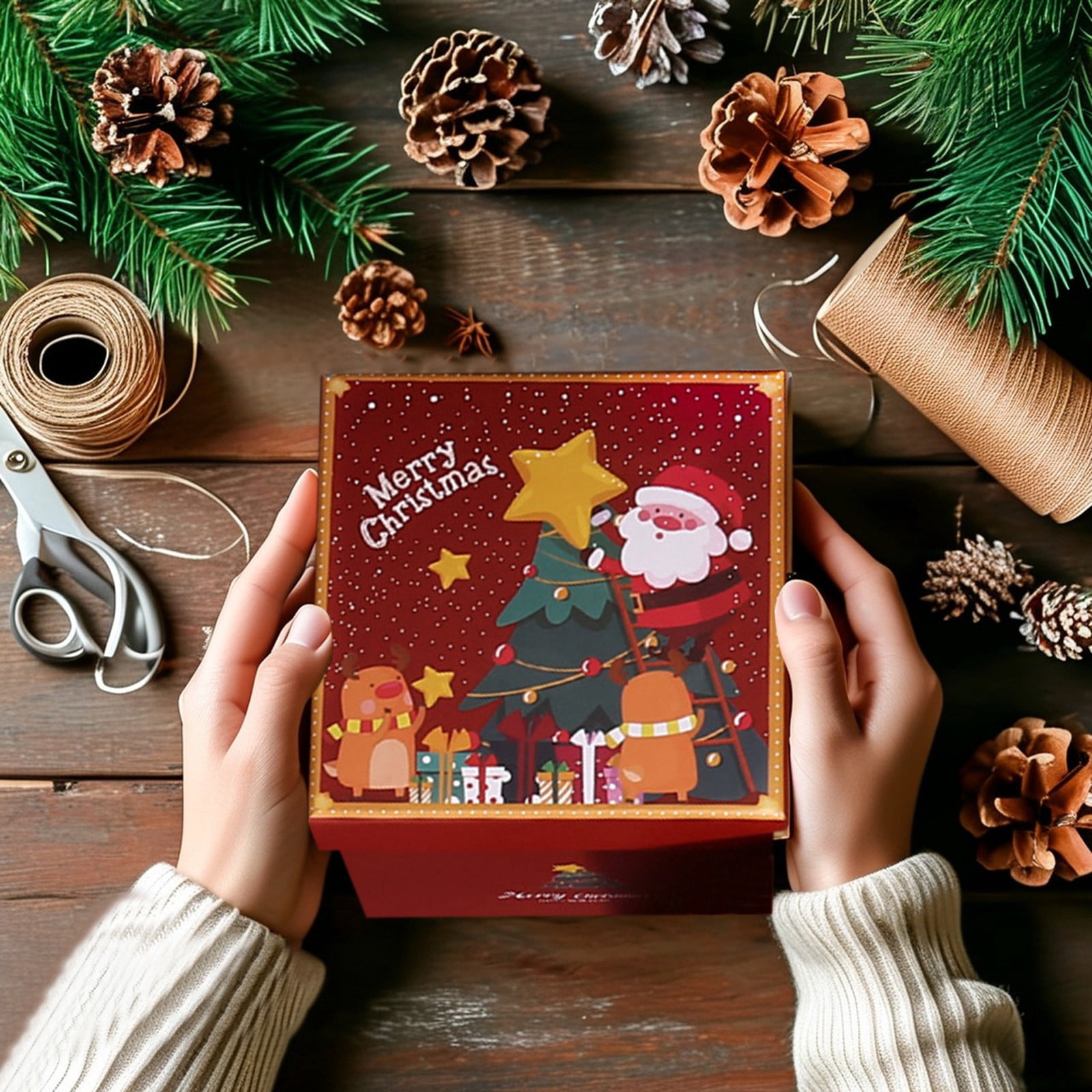 Dvkptbk Christmas Gift Box Packaging Box Candy Small Gift Packaging Box Christmas Gift Holiday Gift Packaging Gift with Handbag Christmas Decorations