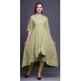 thumbnail image 2 of Bimba Robe Anarkali Jaune Ethnique Imprimée Ikat pour Femmes Col Mandarin Kurtis Indiens Kurta Asymétrique-Xxx-Grand, 2 of 5