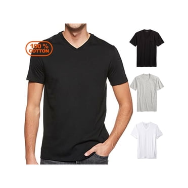 Lot de 3 à 6 T-Shirts Sans Étiquette à Col en V pour Hommes en Coton 100 %