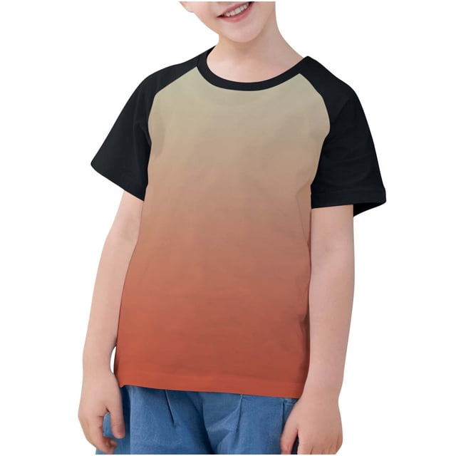 Plebaso T-Shirts de Mode pour Enfants Unisexe T-Shirts à Dégradé Col Rond Garçons Filles T-Shirts d'Été Hauts