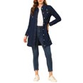 thumbnail image 2 of INSPIRE CHIC Veste en Denim Longue Décontractée pour Femme à Manches Longues, Boutonnée, Usée, S Bleu Foncé, 2 of 6