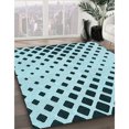 thumbnail image 3 of Ahgly Company Machine Washable Indoor Rectangle Transitional Electric Blue Area Rugs, 7' x 10', 3 of 7