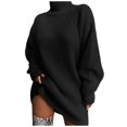 thumbnail image 1 of 2025 Women Mid Length Raglan Pullover SweaterSolid Color Hoodies Sleeve Sweater Solid Color Long Sleeve Zip Turtleneck Sweater, 1 of 5