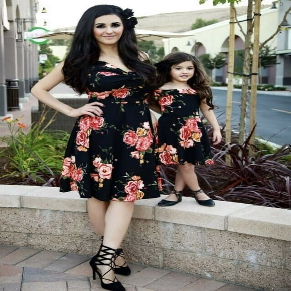 Mommy and Me Family Matching Dress Mother Daughter Floral Holiday Maxi Dress