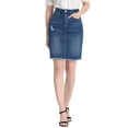 thumbnail image 1 of Unique Bargains Women's Distressed Ripped Hem Washed Denim Skirt, Vintage Blue, XL, 1 of 6