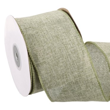 Uxcell Wired Edge Ribbon 2-1/2 Inch x 10 Yard, Burlap Wired Ribbon for Gift Wrapping Wreath, Green