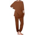 thumbnail image 4 of Innerwin Jogger Set Long Sleeve Ladies Sweatsuits Jogging Pullover Loungewear Two Piece Outfit Brown L, 4 of 7