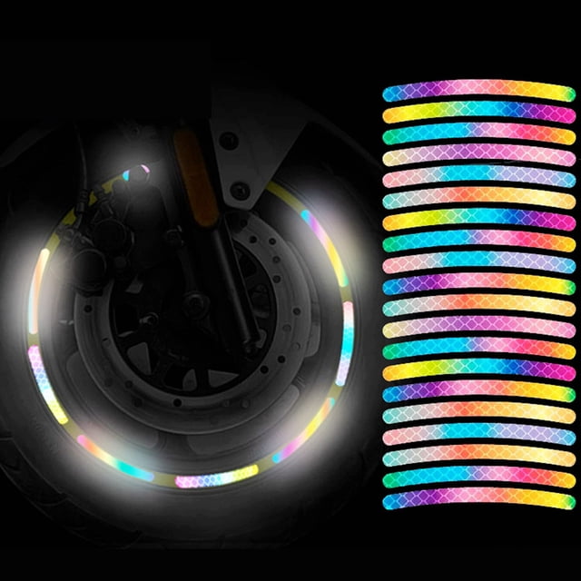 EGNMCR 40pcs Car Wheel Reflective Stickers Stripe Rim Reflective Decals Night Decoration Reflective Strips For Cars Trucks Auto Reflective Tire Stickers