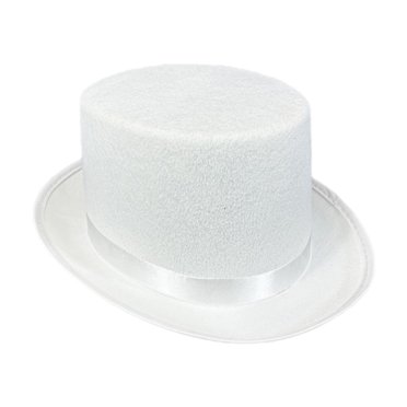 Abbracc Chapeau Haut de Forme Costume Accessoire pour Performance sur Scène Festival Jeu de Rôle Blanc