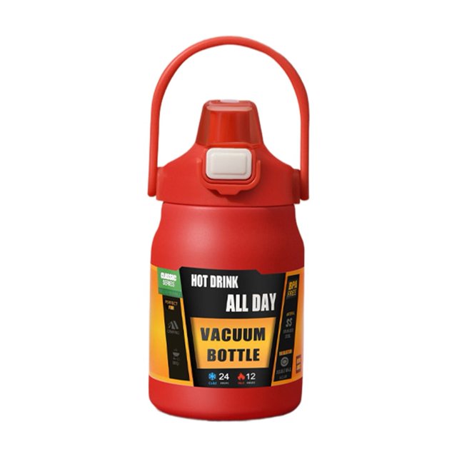 Ruiboury Gobelet à Paille Rabattable Élégant et Durable Plusieurs Options de Couleur Bouteille d'Eau Isolée avec Rouge Auto 800 ml