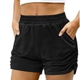 thumbnail image 2 of UAMVSH Plus Size Shorts for Women Casual Ruched Running Workout Shorts Elastic Waist Soft Athletic Sweat Shorts with Pockets, 2 of 7