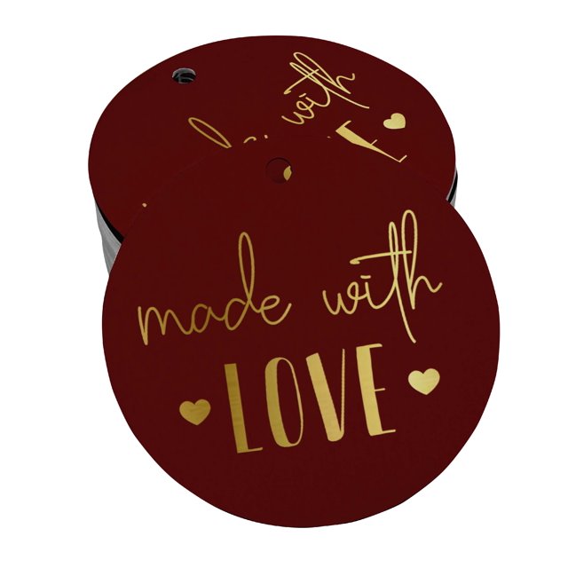 Inkdotpot Made With Love Text Bottle Tag Real Gold Foil Favor Hang Tags 100 Pack