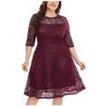 thumbnail image 2 of Fshaion Robe d'Été pour Femmes 2024 Grande Taille Ample Décontractée à Col Rond Unie à Manches Trois Quarts Mi-Longues Robe Taille Liquidation à Moins de 10!, 2 of 8