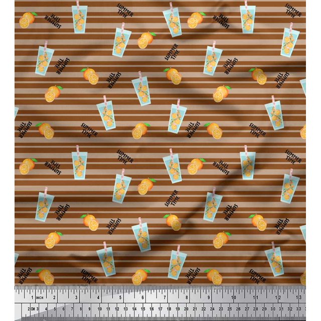Soimoi Green polyester Crepe Fabric Circle Art Geometric Print Fabric by Yard 52 Inch Wide