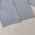 thumbnail image 4 of Wdgfv Cardigan en Lin à Col Rond pour Filles et Garçons, Chandail Tricoté et Tenue Douillette et Stylée pour Enfants, Gris, 5-6 Ans, 4 of 7