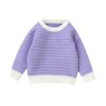 thumbnail image 1 of MIASHUI Chandails pour Tout-Petits Garçons Filles Col Rond Manches Longues Chandail Uni Tricoté, Violet, 12-18 Mois, 1 of 8