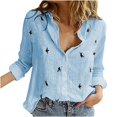 thumbnail image 1 of Pompotops T-shirt à Manches Longues Décontracté Imprimé Mode pour Femmes en Lin en Solde, 1 of 6