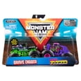 thumbnail image 1 of Monster Jam, Official Grave Digger vs. Wild Flower Die-Cast Monster Trucks, 1:64 Scale, 2 Pack, 1 of 5