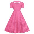 thumbnail image 4 of Pisexur Robe à Manches Courtes à Col en V Mode Femmes Robe Trapèze Évasée Vintage Nœud Papillon Bal Col en V Manches Courtes Robe à Pois pour Femme, 4 of 8