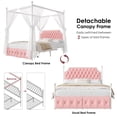 thumbnail image 4 of Homfa Full Size Upholstered Canopy Bed Frame for Bedroom, 2 Storage Drawers Platform Bed, Canopy Bed Curtain Not Included, Pink, 4 of 8