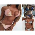 thumbnail image 2 of Women Sexy Sequins Triangle Bikini 2 Piece Halter Padded Swimsuit Summer Sparkling Bathing Suit, 2 of 7