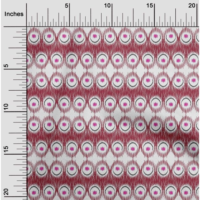 oneOone Silk Tabby Fabric Peacock Feather Ikat Print Sewing Fabric BTY 42 Inch Wide