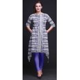 thumbnail image 2 of Bimba Hauts Imprimés Teinture sur Nœuds Animaux Violets pour Femmes Kurti Asymétrique Robe d'Été pour Filles XSmall, 2 of 6