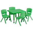 thumbnail image 1 of 24'' Square Green Plastic Height Adjustable Activity Table Set with 4 Chairs, 1 of 2