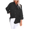 thumbnail image 3 of Womens Color Pocket Corduroy Jacket Long Sleeve Button Down Shirt Collared Jacket, 3 of 6