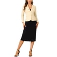 thumbnail image 2 of INSPIRE CHIC Blazer de Tailleur Extensible pour Femme à Col à Revers pour le Travail Beige G, 2 of 5