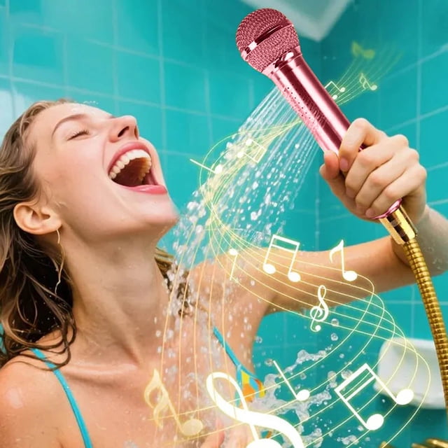 Bath & Bathing Accessories Personalised Microphone Shape Showerhead - High Pressure Rain Shower Head for Home Spa Handheld Durable Metal Construction