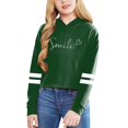 thumbnail image 1 of MIASHUI Chandail en Molleton Fille Enfants Manches Longues Lettres Court Chandail à Capuchon Haut, Vert Foncé, 12-13 Ans, 1 of 4