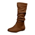 thumbnail image 2 of Styesk Bottes pour Femmes Bottes pour Femmes Mode Décontractée Polyvalente Fermeture Éclair Suède Style d'Automne Tendance de la Mode Bottes Empilées Plates Mi-Mollet Bottes de Travail pour Femmes, 2 of 4