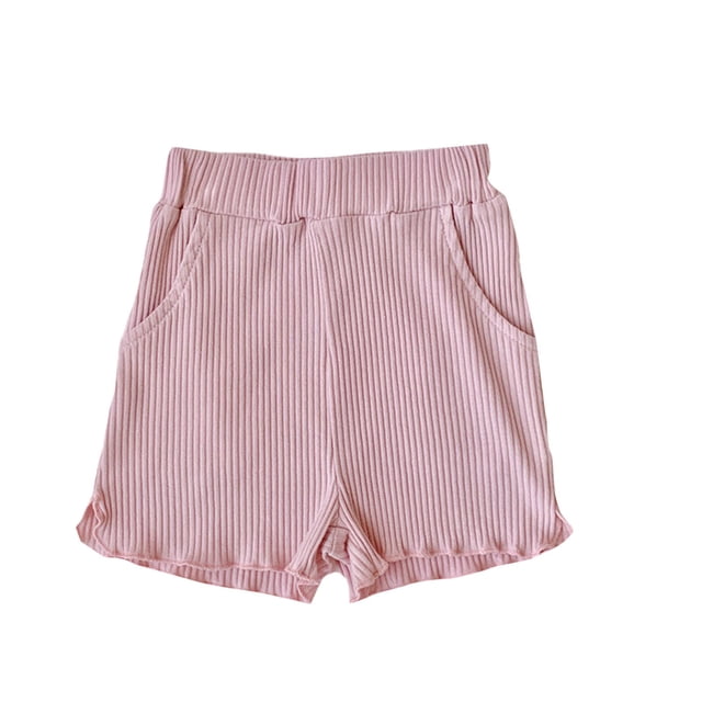 Timegard Baby Girls Clothes Toddler Ribbed Cute Elastic Waist Children Casual Comfy Loose Ruffle Shorts
