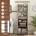 thumbnail image 2 of Giantex Nightstand w/Charging Station, Tall Bedside Table, End Table Bookcase w/Adjustable Shelves, Brown, 2 of 8
