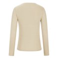 thumbnail image 5 of Qertyioot Women's Fall Fashion Long Sleeve Stretch Slim Fitted Ribbed T-Shirt Blouse Solid Basic Tops, 5 of 5