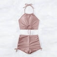 thumbnail image 4 of Cameland Women Solid-Color Split Body Sexy Backless Bikini Swimsuit Set, 4 of 5