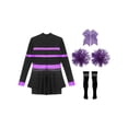 thumbnail image 4 of Aislor Tenue de Cheerleading pour Filles Enfants Halloween Cheer Leader Costume de Cosplay Rave Fête Danse Justaucorps Robe Violet B 14, 4 of 7