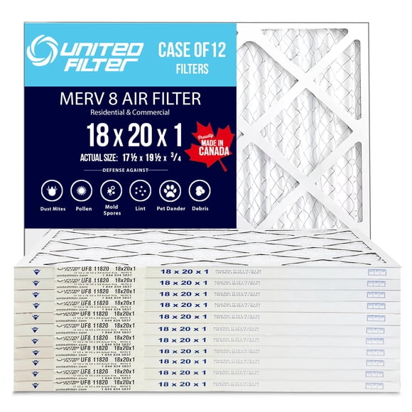 18x20x1 Pleated Furnace Air Filter Pack of 12 – Protective MERV 8 Furnace Filter for Clean, Healthy Air - Efficient, Home Climate Control HVAC Filters - Perfect Replacement House Air Filters