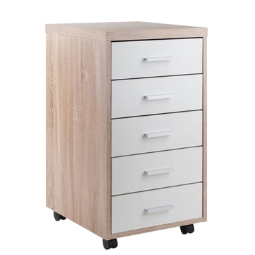 Winsome Kenner Mobile Storage Cabinet, 5 Drawers, Reclaimed Wood/White Finish