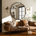 thumbnail image 3 of BEAUTYPEAK 30" Wavy Round Bathroom Mirror Wall Decor with Deep Frame, Black, 3 of 7