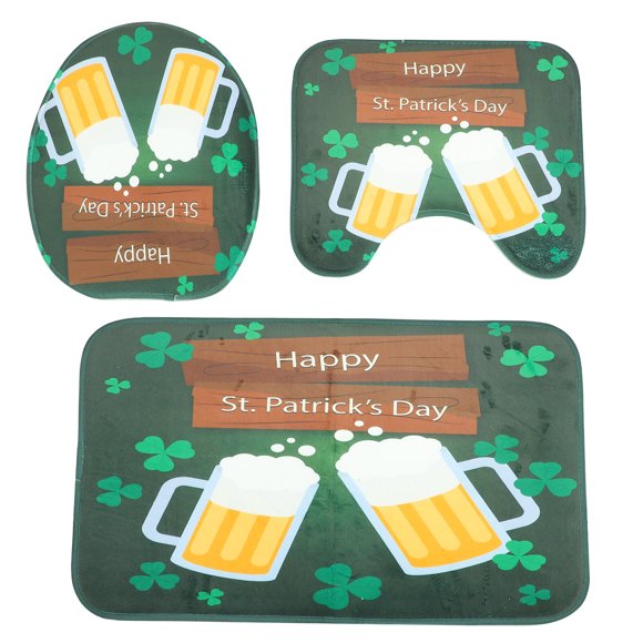GOOHOCHY Juego de 3 alfombrillas antideslizantes para inodoro y puerta para decoración del Día de San Patricio