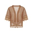 thumbnail image 4 of Summer Women's Open Front Shrug Short Sleeve Solid Color Lace Patchwork Cardigan Sheer Bolero Cover Up, 4 of 9