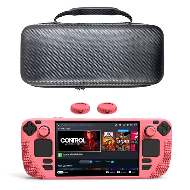 Suitable for Steam Deck Protective Box Set, with Carrying bag and Silicone Protective Shell, Game Console Joystick Keycap Accessories